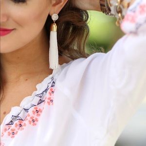 J. Crew white tassel earrings